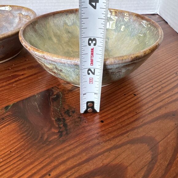 Studio Art Pottery Nesting Bowls Set 2 Handmade Signed Multicolored 6.2"x 2.25" - Picture 6 of 9